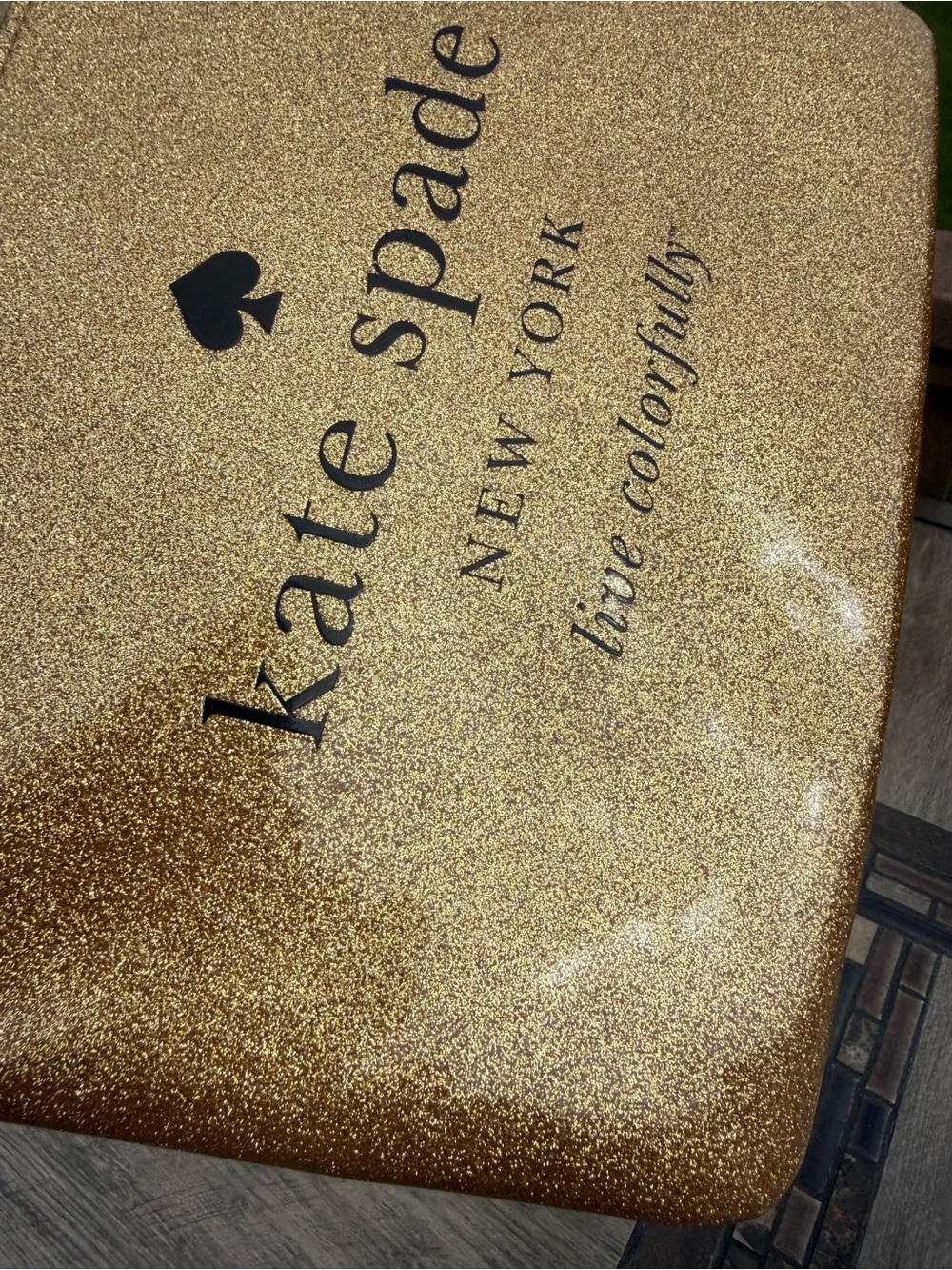 EUC Kate Spade Holiday Drive Gia Glitter Pouch Large Gold - Picture 4 of 8